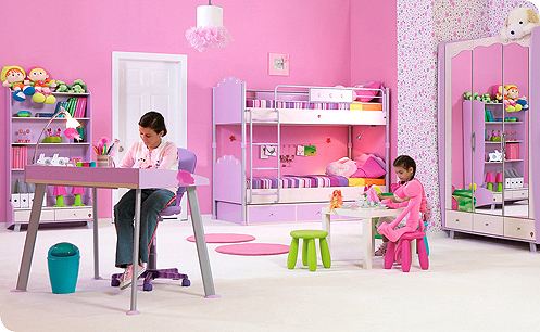 Kids Room Furniture on This Stylish Lilac And White Children S Bedroom Furniture Range Will